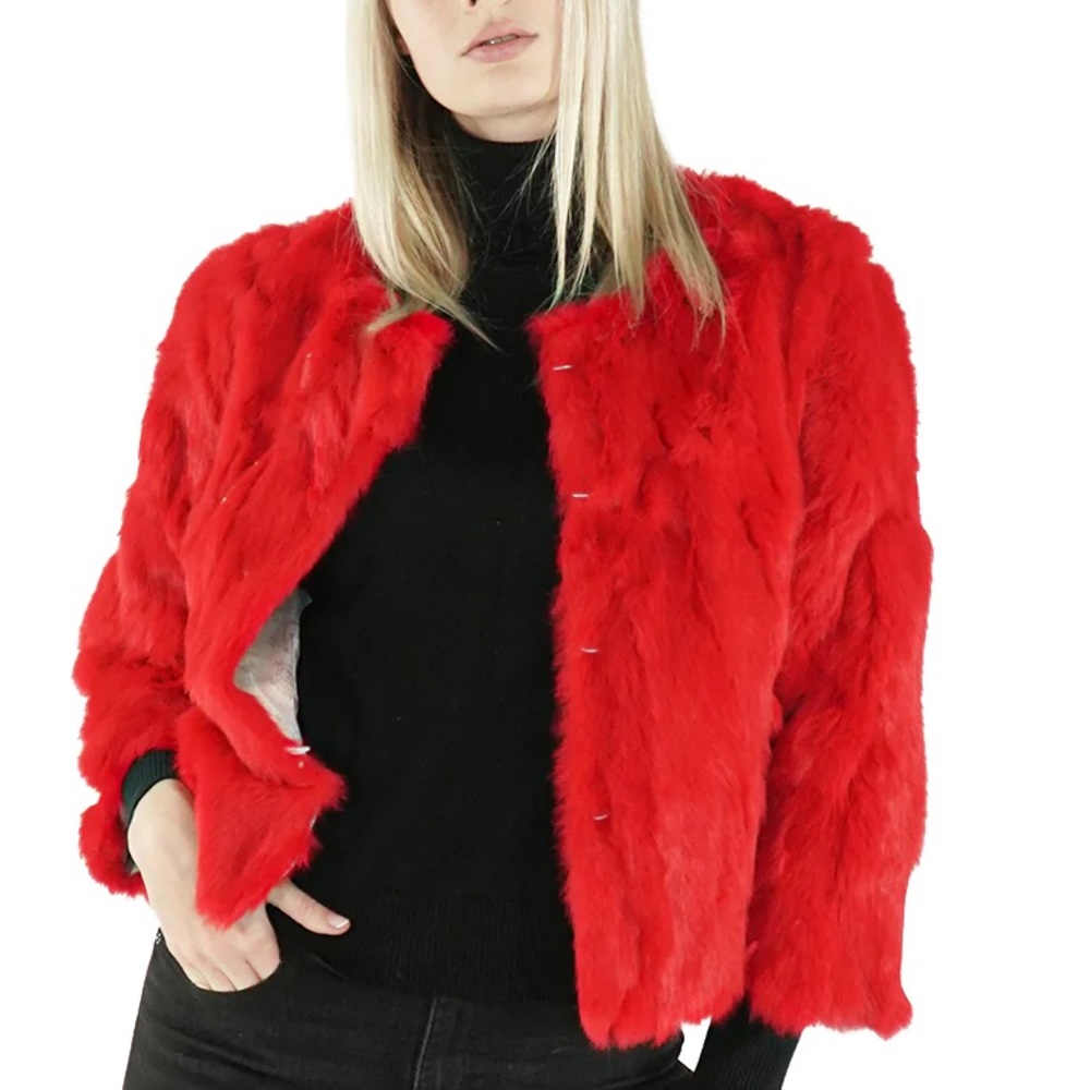 197. NWT WOMENS SHERRILL & BROS. DEENIE M GENUINE RABBIT FUR JACKET
